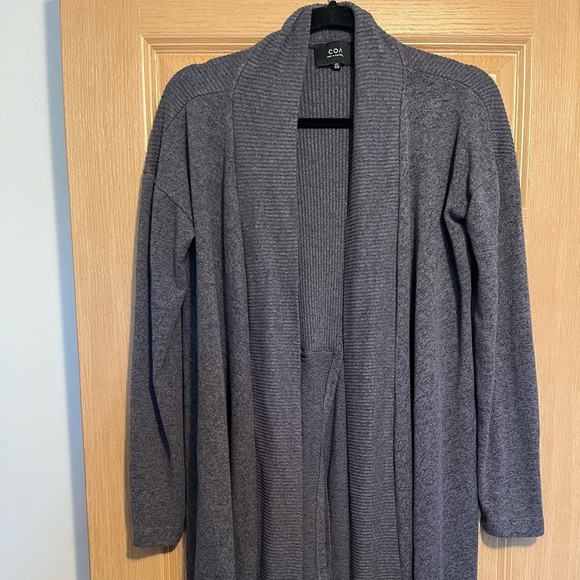 Anthropologie COA Soft Knit Cardigan Gray Long Sleeve Open Front Sweater - Picture 2 of 10